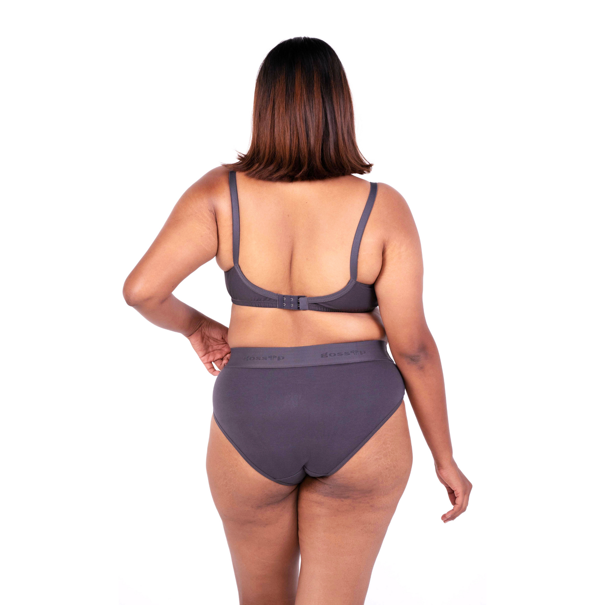 Shop Vimal Hot Coffee 100% Cotton Round Stitch Bra with matching panties back view designed by Gossip By Mybra