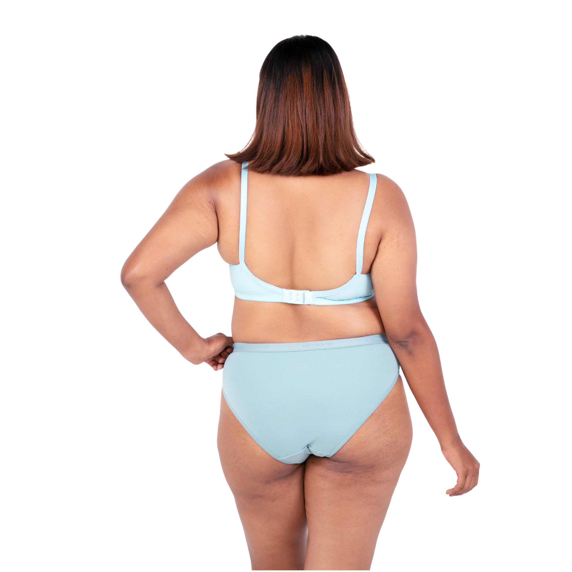 Shop Vimal Mint 100% Cotton Round Stitch Bra with matching panties back view designed by Gossip By Mybra