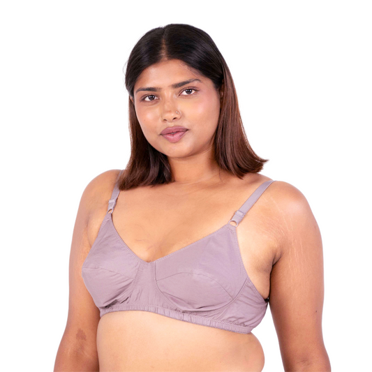 Vimal Hazelnut 100% Cotton Round Stitch Plus Size Bra left view designed by Gossip Lingerie by Mybra
