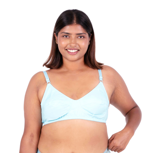 Vimal Mint 100% Cotton Round Stitch Plus Size Bra Front View designed by Gossip by Mybra Apparels