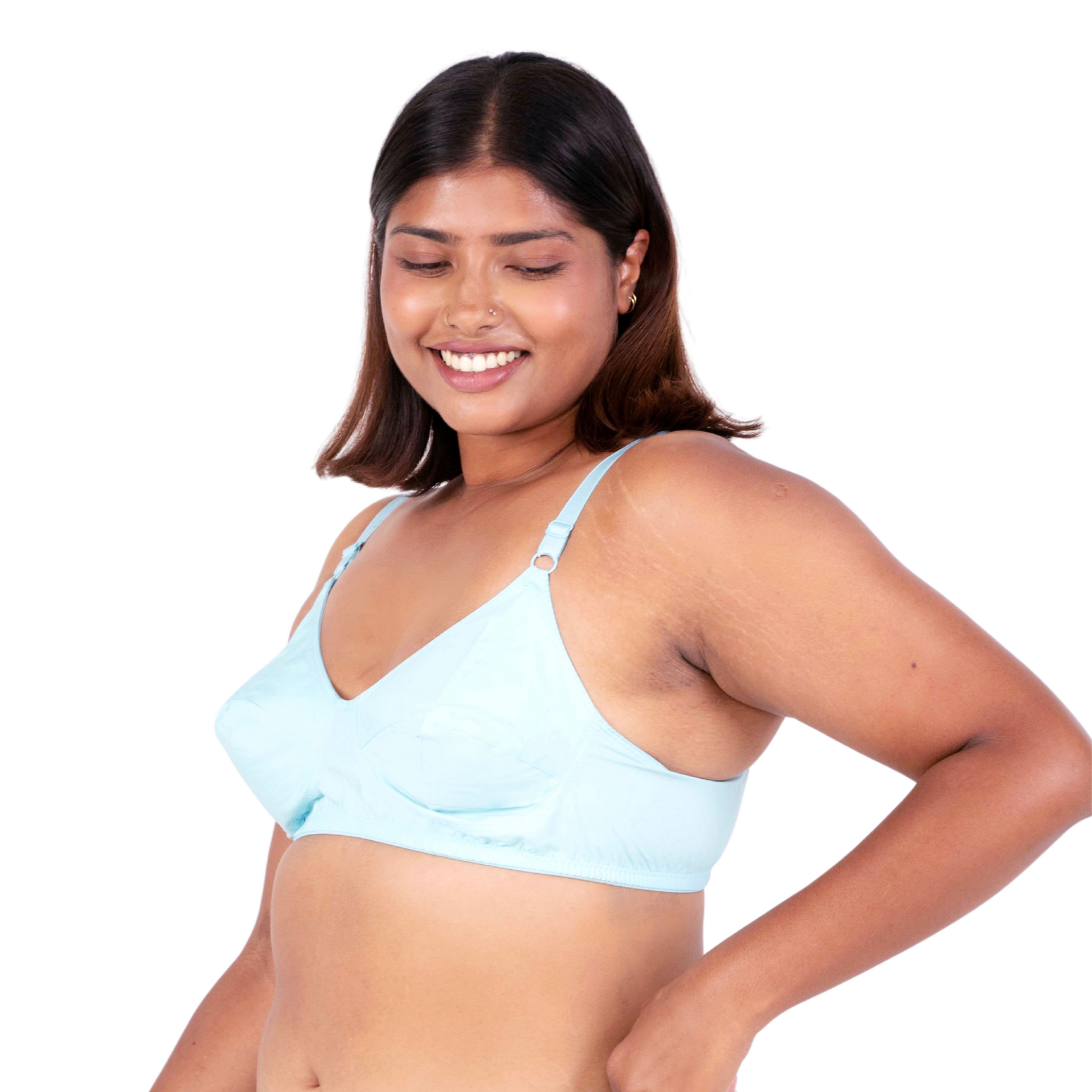 Vimal Mint 100% Cotton Round Stitch Plus Size Bra Left View designed by Gossip by Mybra Lingerie