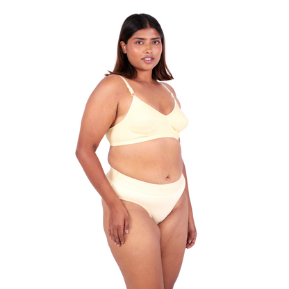 Shop Vimal Skin 100% Cotton Round Stitch Bra with matching panties right view designed by Gossip By Mybra