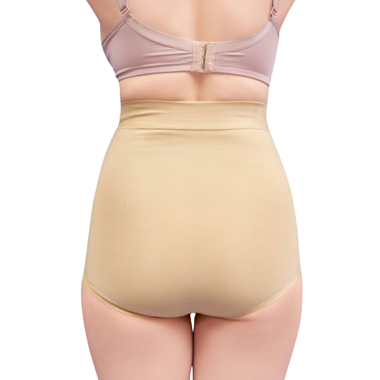 Back view of a waist cincher shapewear, showcasing its smooth design and supportive fit only on gossip by mybra lingerie. 